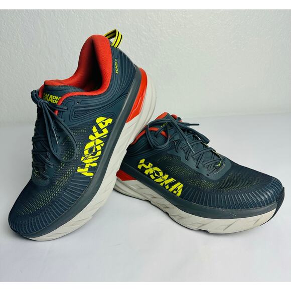 Hoka One One M Bondi 7 Men's Size 10.5 Running Shoes Gray Turbulence Chill - Picture 3 of 11
